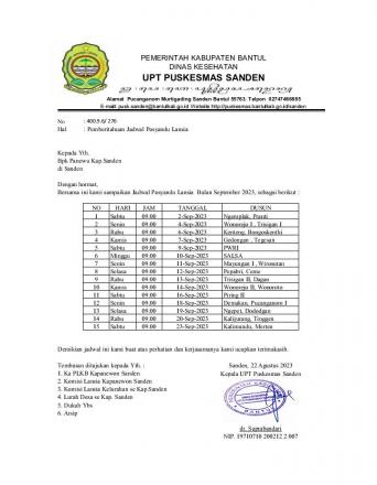 Jadwal Posyandu Lansia Bulan September 2023