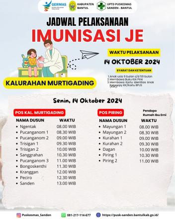 JADWAL PELAKSANAAN IMUNISASI JE